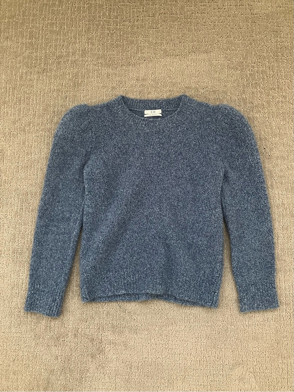 CO Blue Puff Sleeve Crewneck Sweater